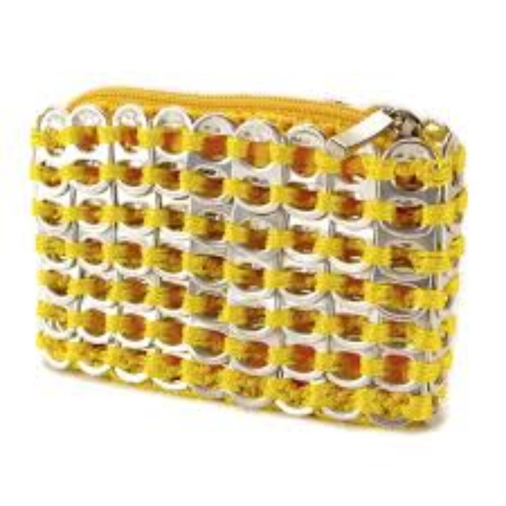 Escama Studio Yellow Pop Top Bag Pop Tab Artisan Clutch Purse - Yellow & Silver
